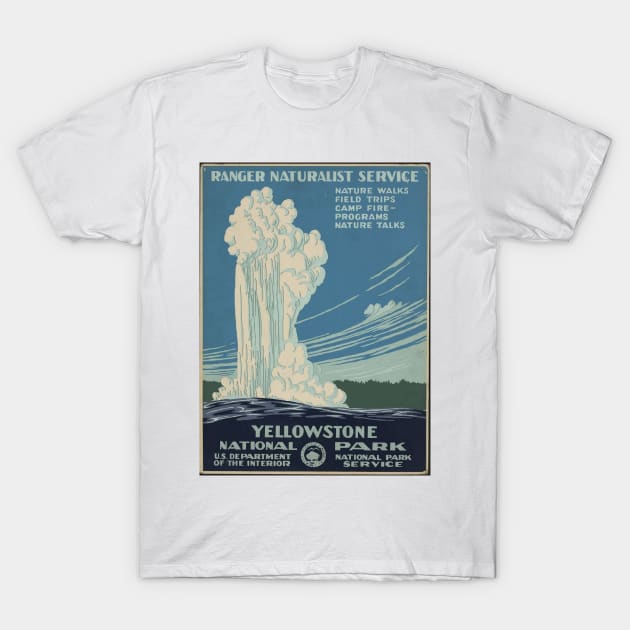 Yellowstone National Park Vintage Poster - National Park Service T-Shirt by blueduckstuff